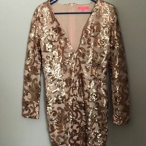 Xtaren Rose Gold Sequin Dress Size Large